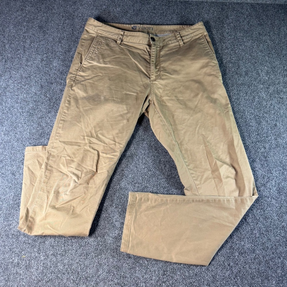 Vuori Mens Meta Pant Khaki Tan Stretch Chino Performance Trousers 33x30